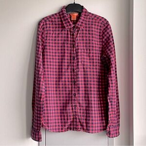 💗 JOE FRESH Black and Pink Gingham Pattern Button-Up Shirt
